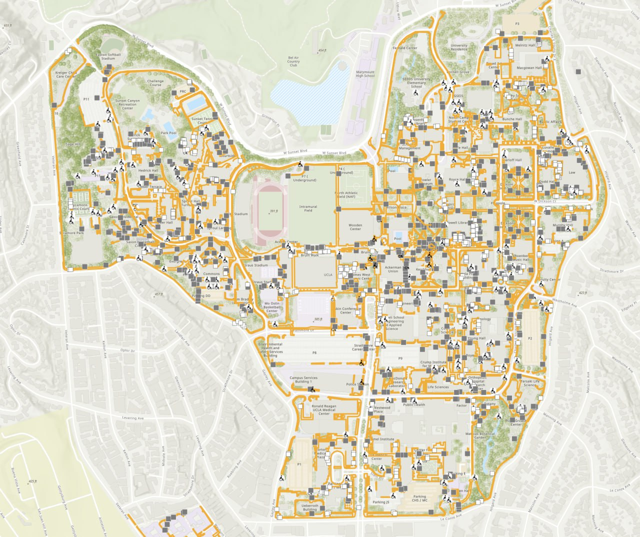 UCLA accessibility asset map produced by GeoCam